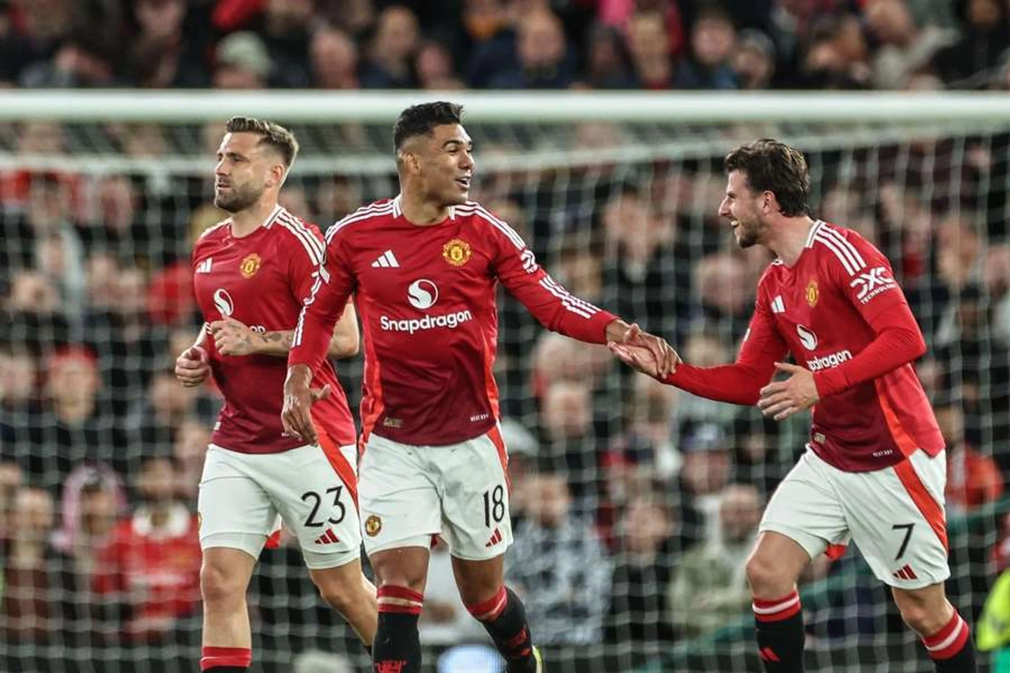 Man United's Casemiro celebrates his goal to make it 2-1 against Athletic Club during the Europa League semi-final second-leg