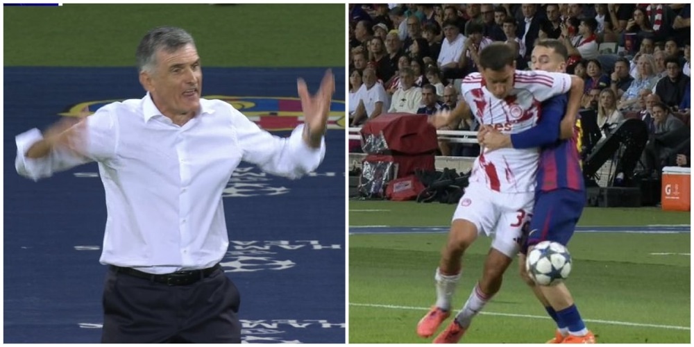 📸 «Нас грабят!» Тренер «Олимпиакоса» сгорел из-за судейства в матче с «Барсой»