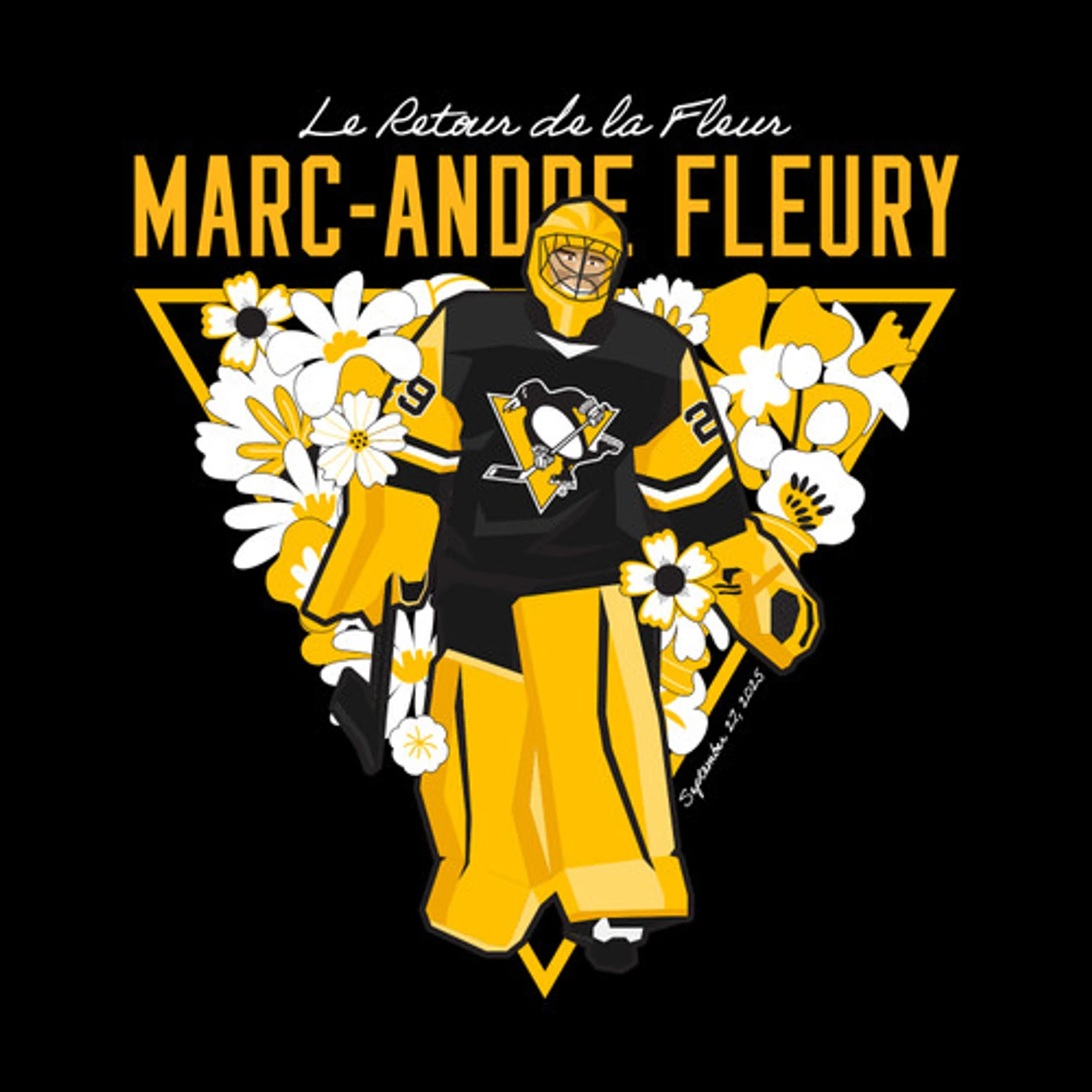 Pittsburgh Penguins Marc-André Fleury 2025-26 Preseason Game Commemorative T-Shirt
