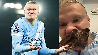 Холанд обошел Роналду по голам в АПЛ — и отметил это стейком