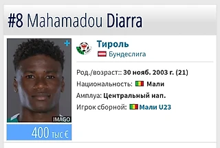 AfricaFoot: Нападающий «Тироля» Махамаду Диарра летом может перейти в ЦСКА
